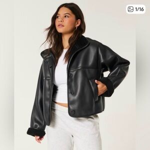 Women's Black Faux Leather Jacket